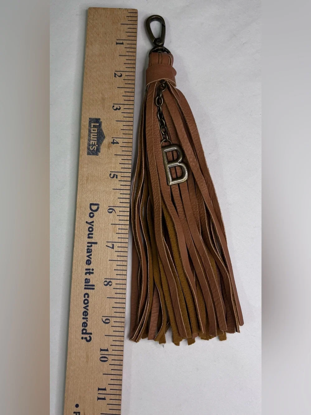 Faux Leather Tassel Bag Charm - Brown”B”